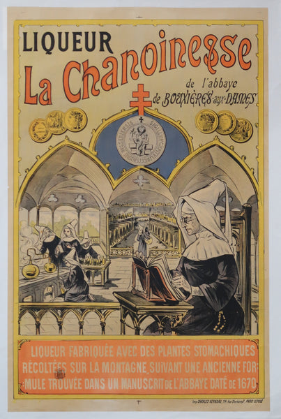 Affiche originale ancienne Liqueur la Chanoinesse