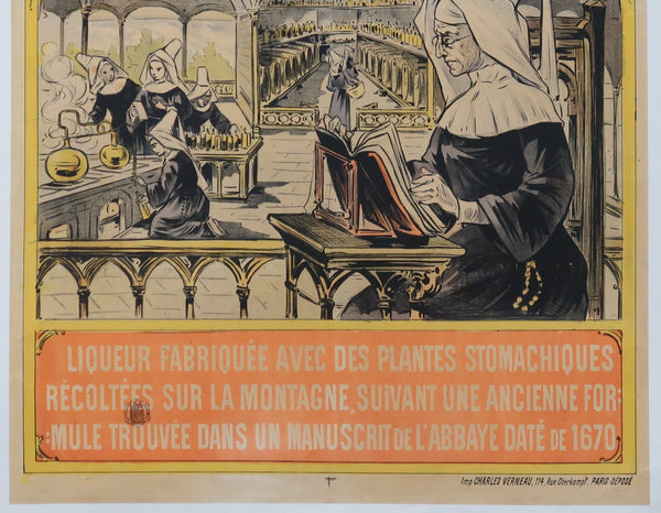 Affiche originale ancienne Liqueur la Chanoinesse