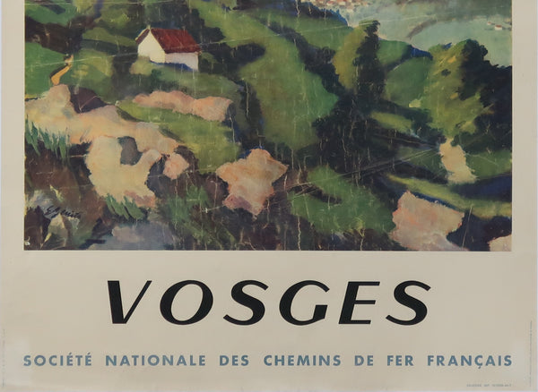 Affiche originale ancienne Tourisme Chemin fer Vosges