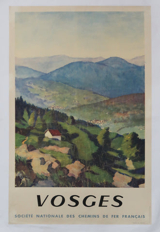 Affiche originale ancienne Tourisme Chemin fer Vosges