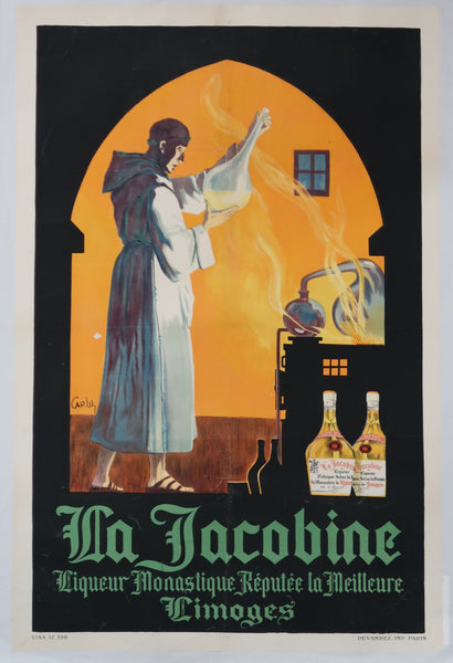 Affiche originale ancienne Liqueur la Jacobine Limoges