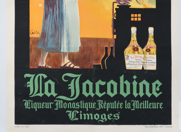 Affiche originale ancienne Liqueur la Jacobine Limoges