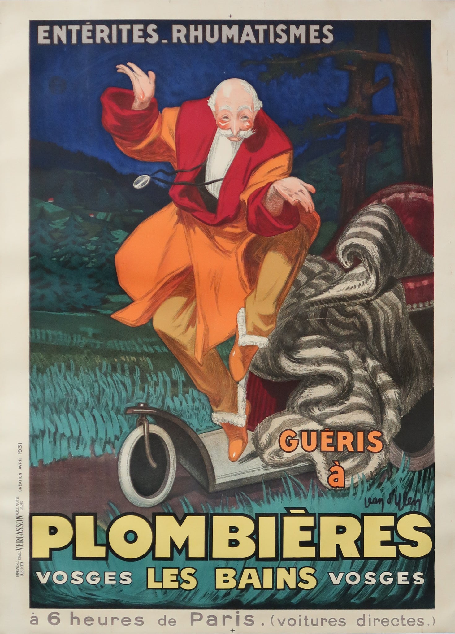 Affiche d'eau de plombières signée Jean d'Ylen