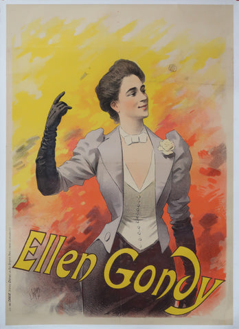 Affiche originale ancienne spectacle Ellen Gondy