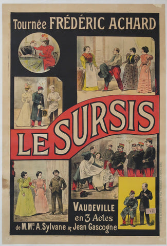 Affiche originale ancienne spectacle Le Sursis Tournée Frédéric Achrad