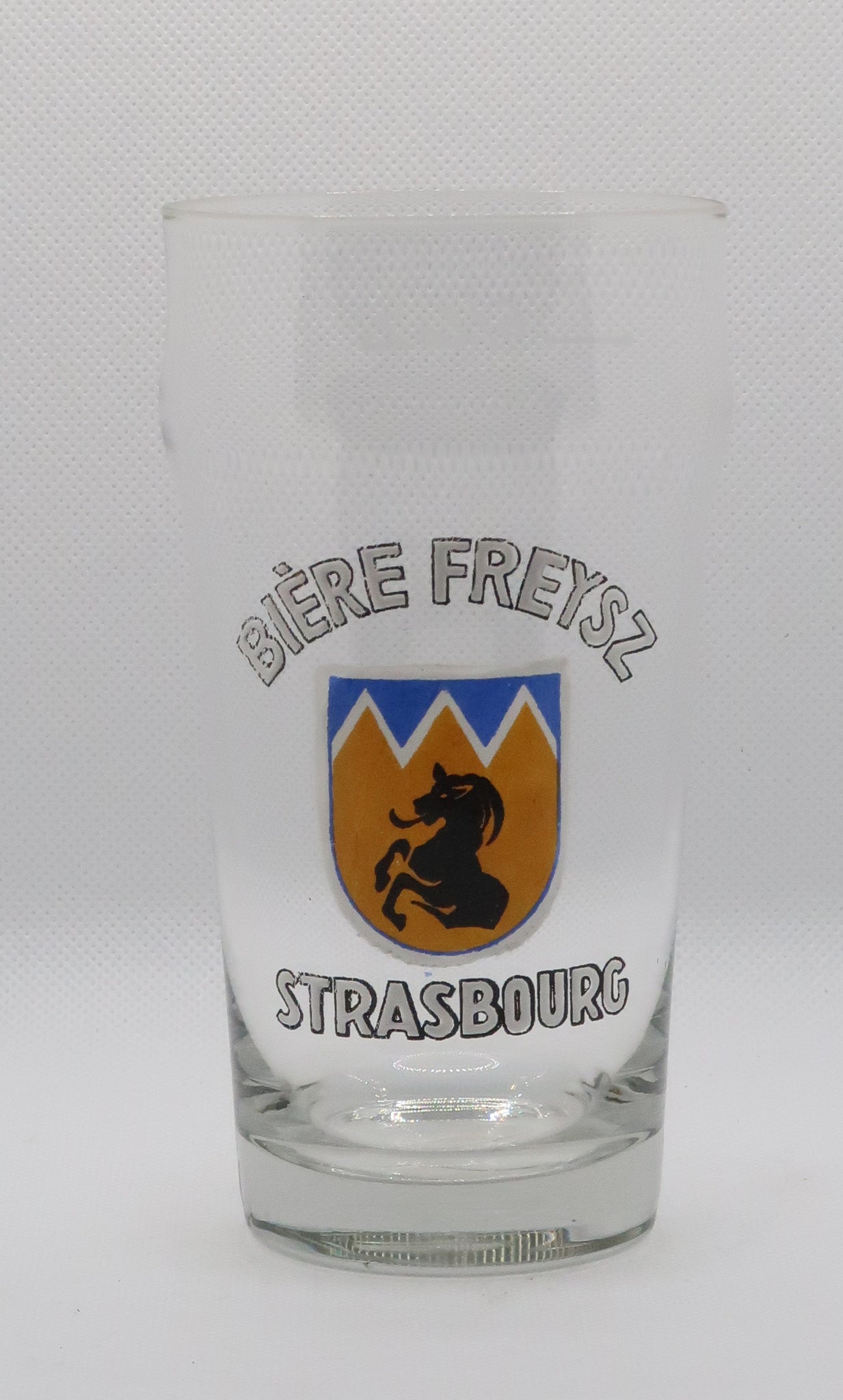 Ancien verre bock anglais émaillé Bière Freysz Strasbourg