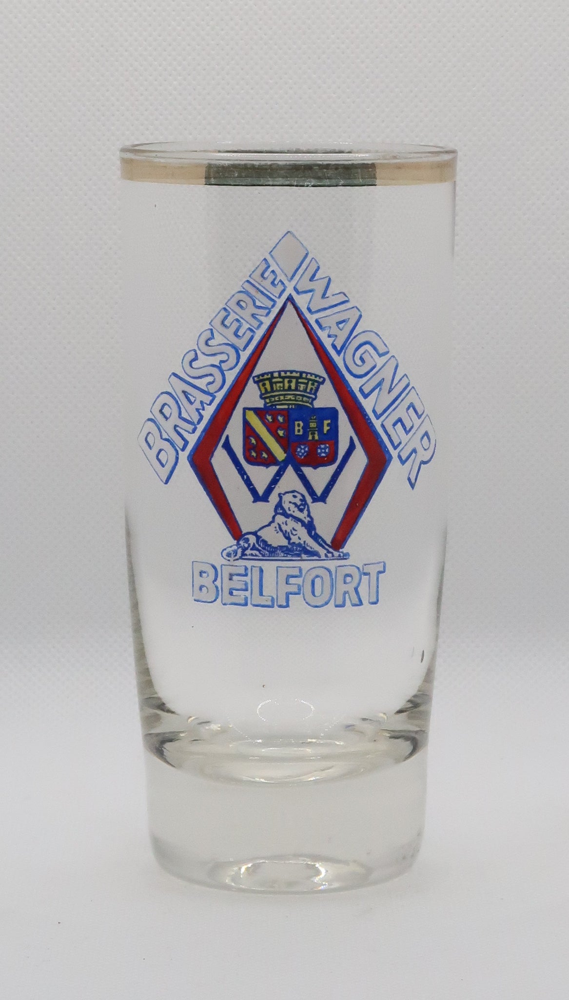 Ancien verre à bière émaillé brasserie Wagner Belfort