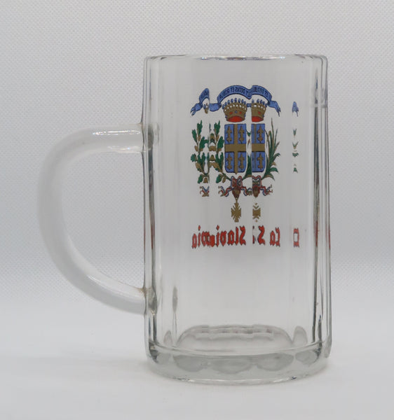 Ancienne chope à bière Slavia blason dépolie de la brasserie la Comète Chalons en Champagne