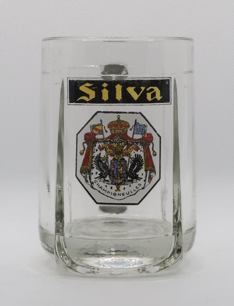 Ancienne chope à bière émaillée Silva de la brasserie Champigneulles