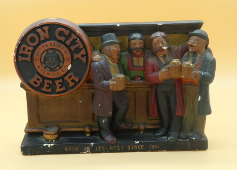 Ancien sujet publicitaire Iron City Beer en plâtre