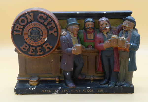 Ancien sujet publicitaire Iron City Beer en plâtre