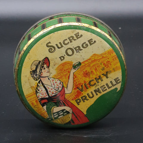 Ancienne Boite publicitaire Sucre d'Orge Vichy Prunelle