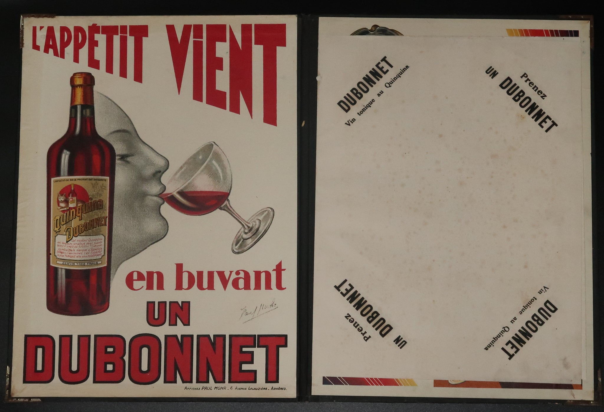 Ancien porte menu apéritif Dubonnet