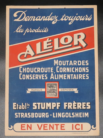 Ancienne affiche cartonnée moutarde Alélor