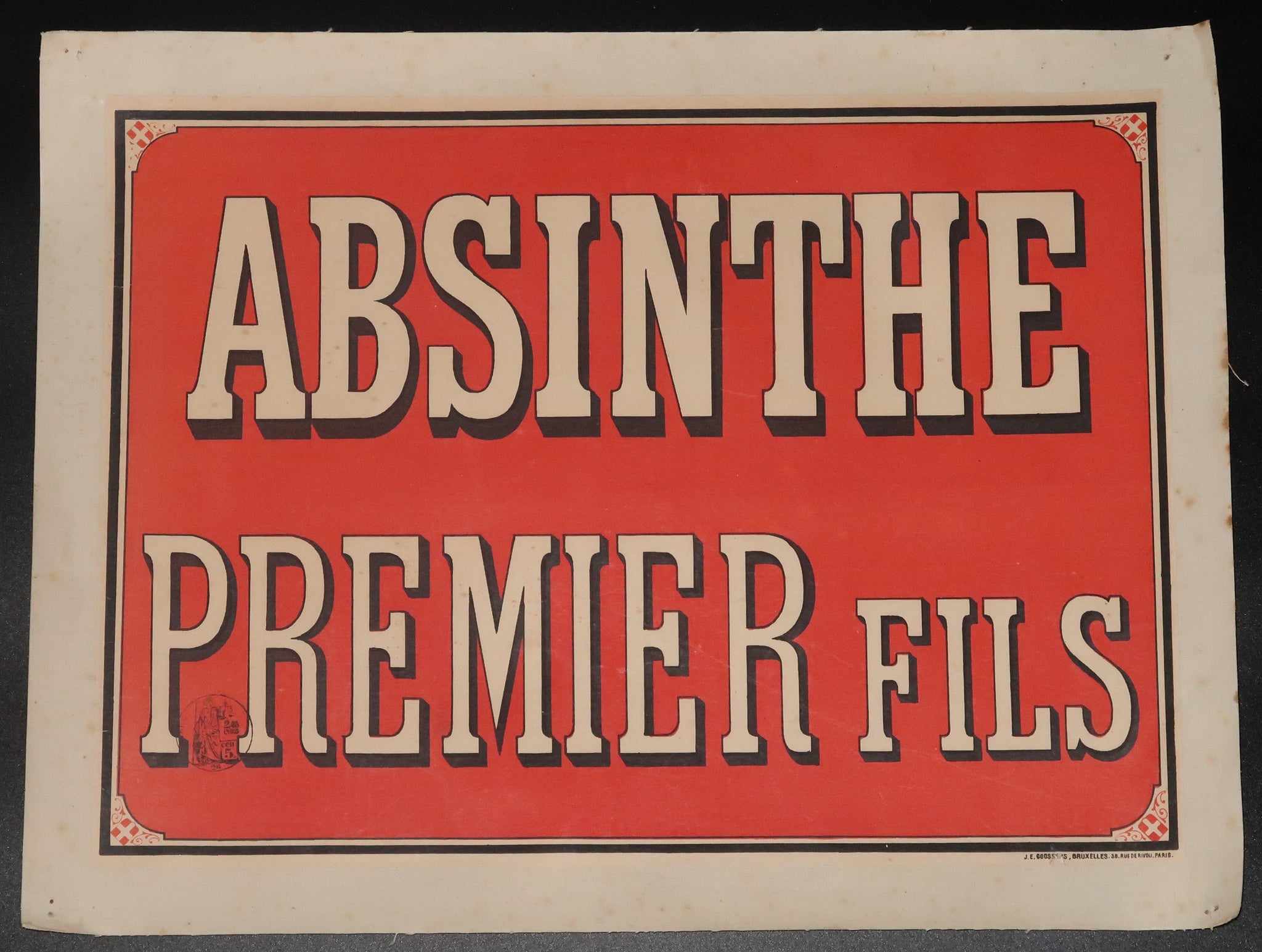 Ancienne affiche entoilée Absinthe Premier Fils