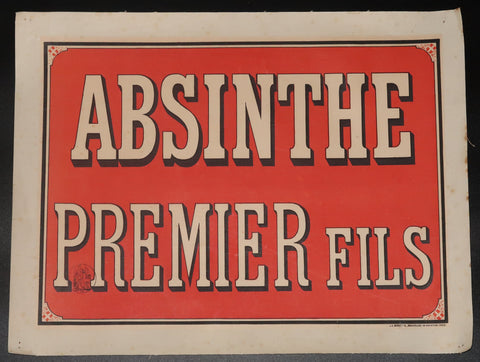 Ancienne affiche entoilée Absinthe Premier Fils