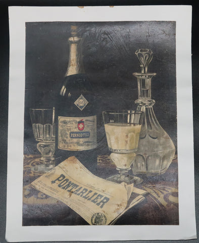 Ancienne affiche entoilée Pernod Fils Pontarlier