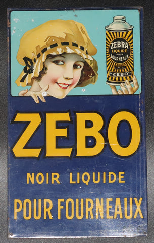 Ancienne tôle lithographiée produit pour fourneaux Zebo