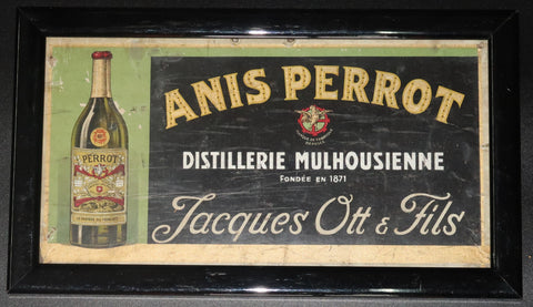 Ancienne affiche cartonnée encadrée Anis Perrot Mulhouse