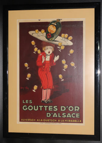 Ancienne affiche cartonnée Goutte d'Or d'Alsace