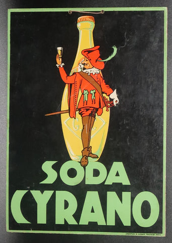 Ancienne affiche cartonnée Soda Cyrano
