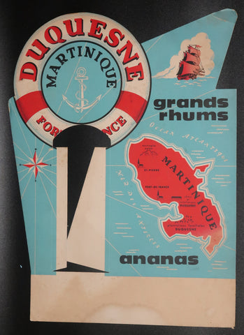 Ancienne affiche cartonnée présentoir Rhum Duquesne Martinique