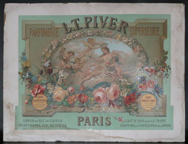 Ancienne affiche cartonnée parfumerie L.T PIVER