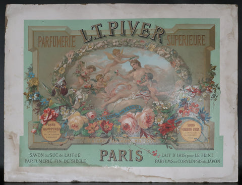 Ancienne affiche cartonnée parfumerie L.T PIVER