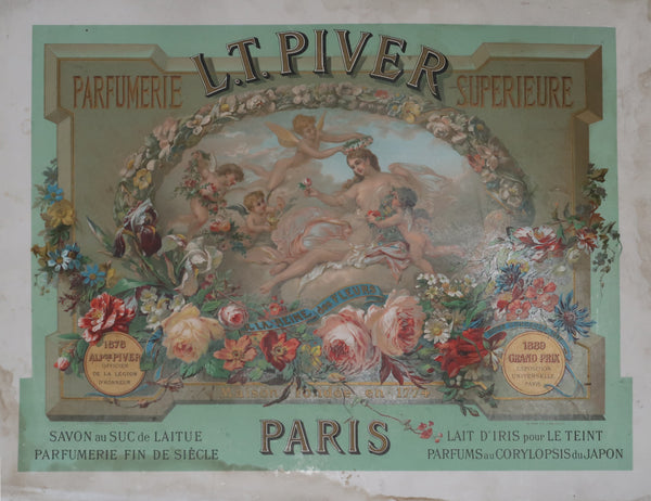 Ancienne affiche cartonnée parfumerie L.T PIVER