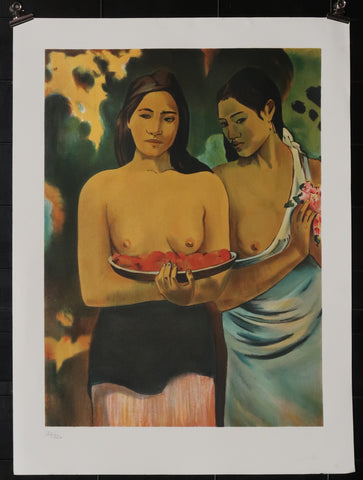 Ancienne affiche les femmes Tahitien d'après Paul Gauguin