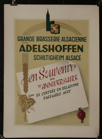 Ancienne affiche brasserie Adelshoffen