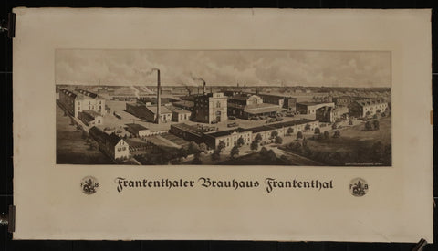 Ancienne affiche Allemande vue de la brasserie Frankenthal