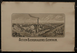 Ancienne affiche Allemande vue de la brasserie Genthin