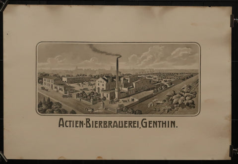 Ancienne affiche Allemande vue de la brasserie Genthin
