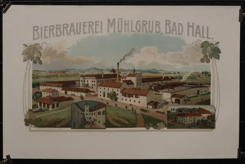 Ancienne affiche vue de la brasserie Muhlgrub