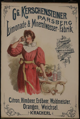 Ancienne affiche cartonnée eau limonade Kerschensteiner