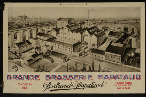 Ancienne affiche cartonnée de la brasserie Mapataud