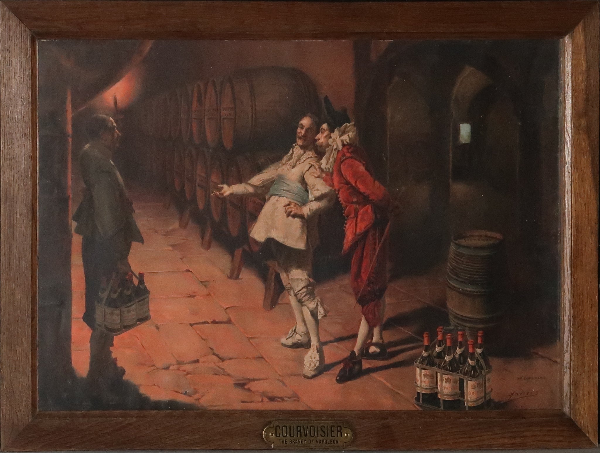 Ancienne affiche cartonnée encadrée Cognac Courvoisier