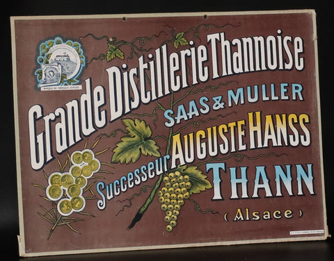 Ancienne affiche cartonnée distillerie de Thann