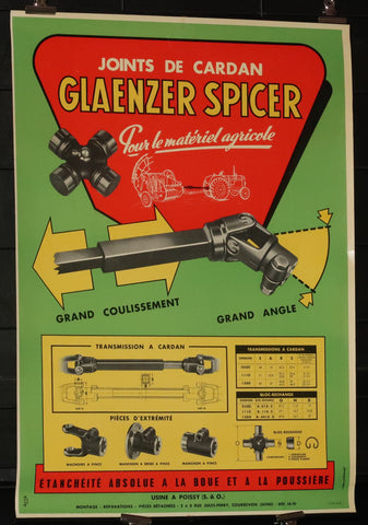 Ancienne publicité cartonnée Cardan Glaenzer Spicer