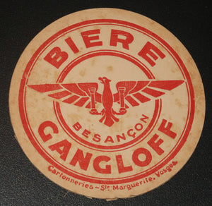 Ancien sous bock de la brasserie Gangloff bière de Besançon