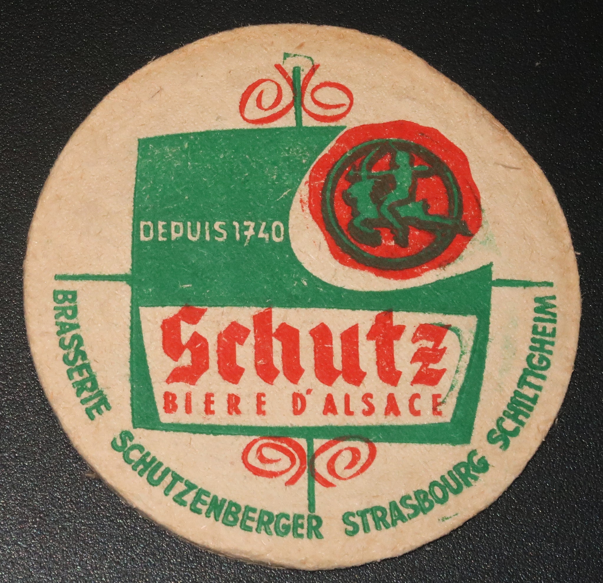 Ancien sous bock de la brasserie Schutzenberger bière de Strasbourg