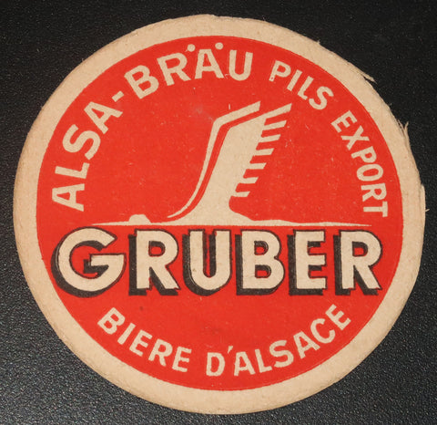 Ancien sous bock de la brasserie Gruber bière d'Alsace