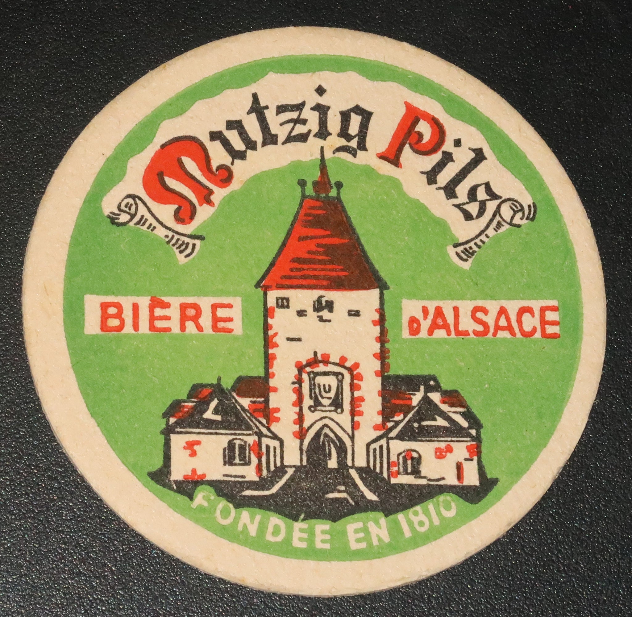 Ancien sous bock de la brasserie Mutzig bière d'Alsace