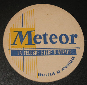 Ancien sous bock de la brasserie Meteor bière d'Alsace