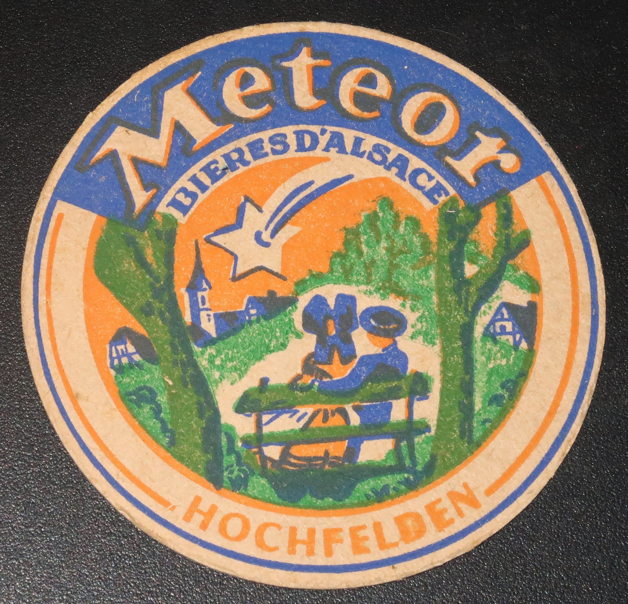 Ancien sous bock de la brasserie Meteor bière d'Alsace