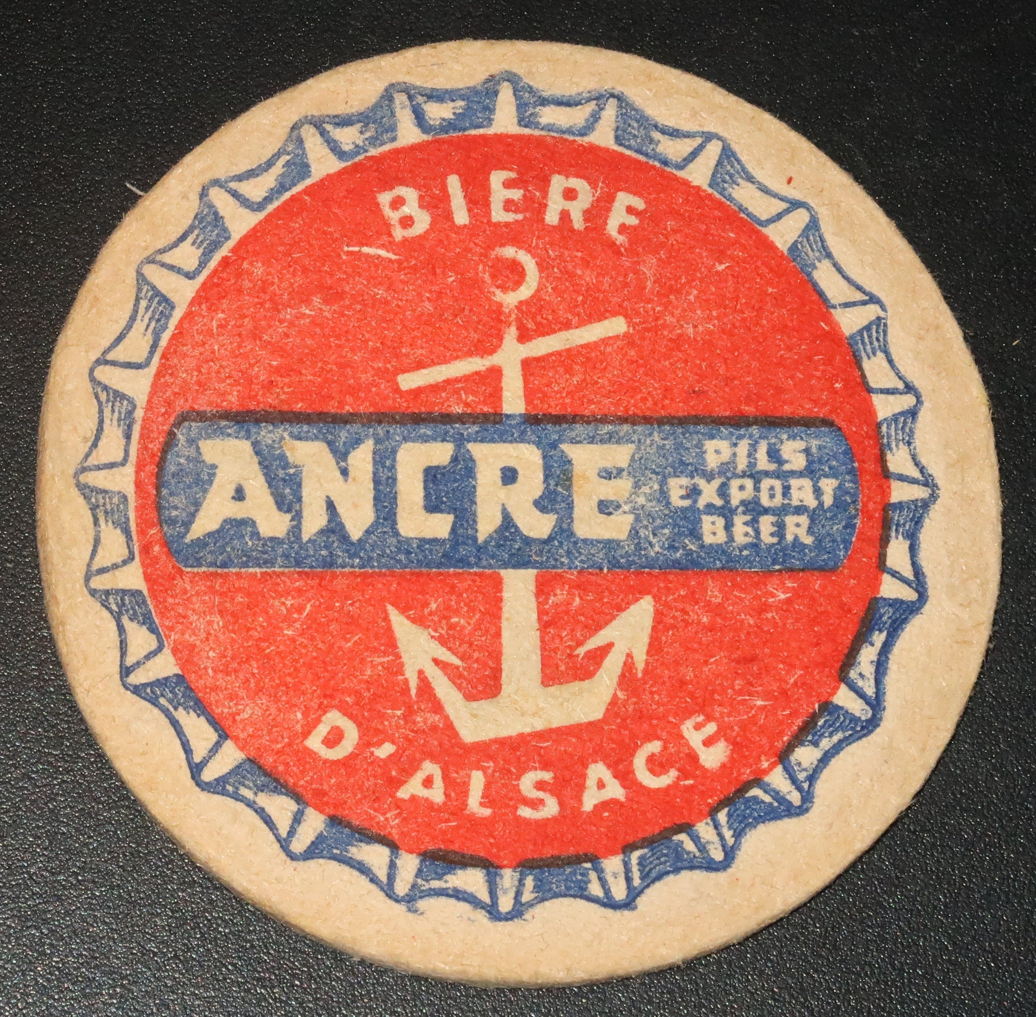 Ancien sous bock de la brasserie Ancre bière d'Alsace