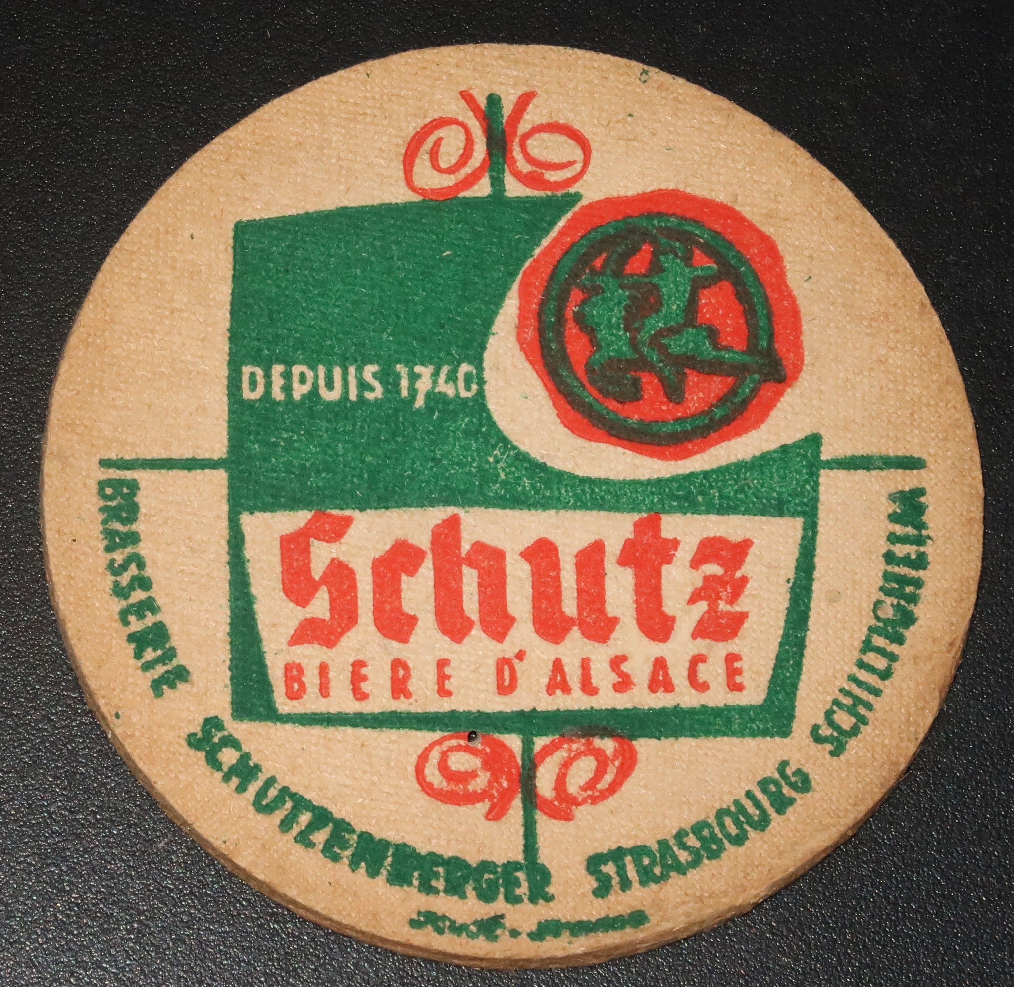 Ancien sous bock de la brasserie Schutzenberger bière d'Alsace