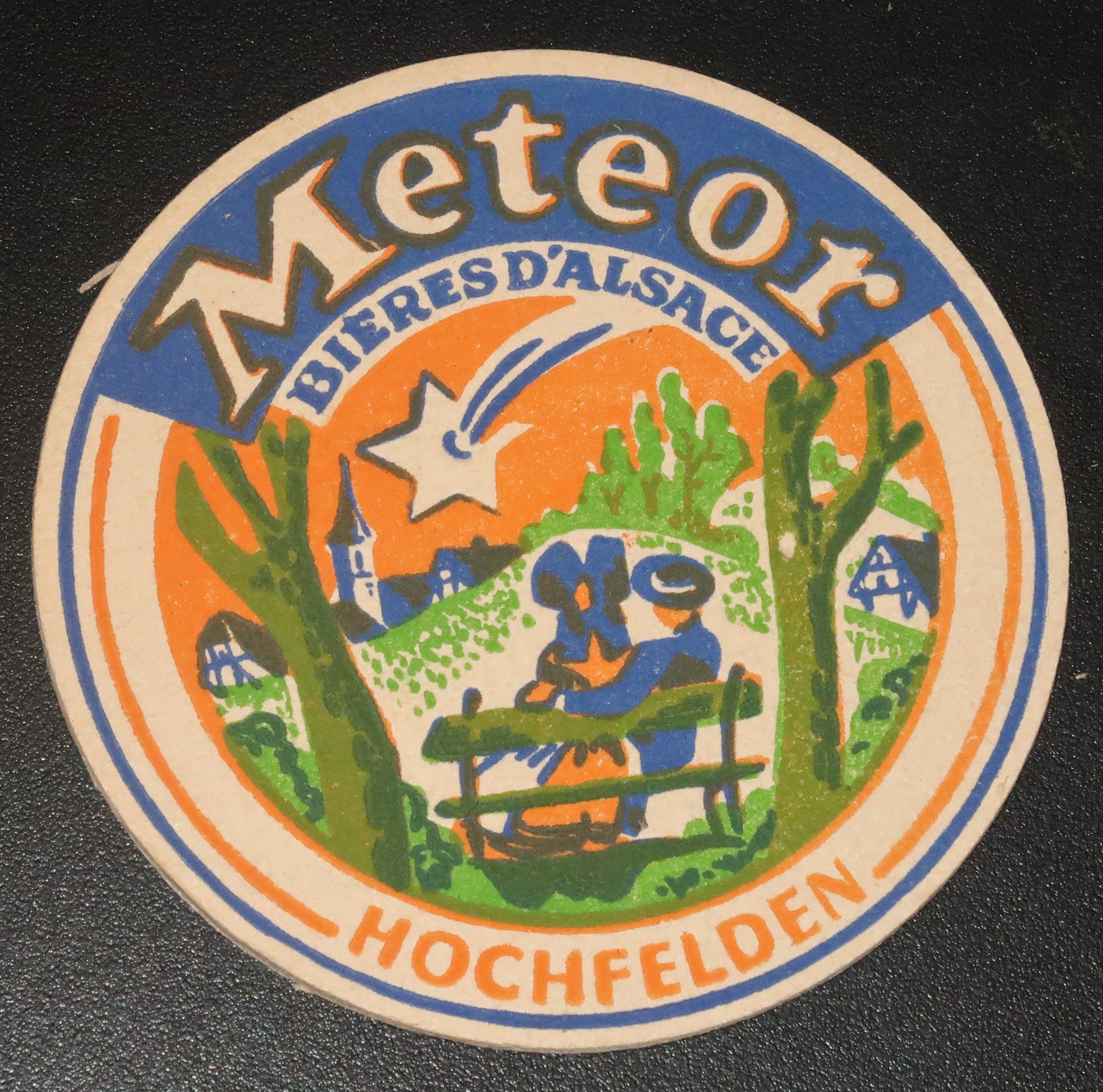 Ancien sous bock de la brasserie Meteor bière d'Alsace