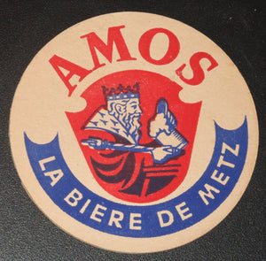 Ancien sous bock de la brasserie Amos bière de Lorraine